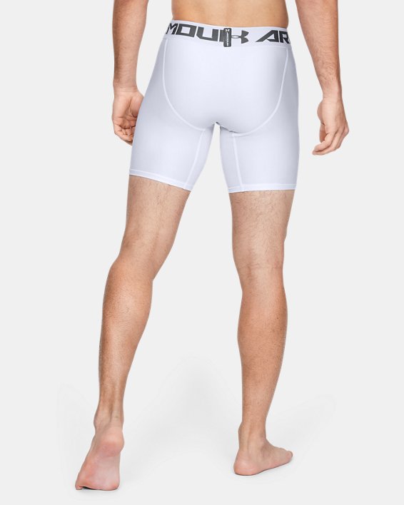 Men's HeatGear® Armour Mid Compression Shorts, White, pdpMainDesktop image number 1